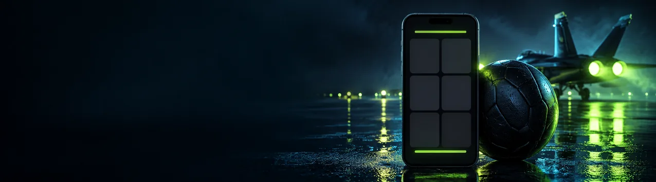 Betnjet Casino mobile phone and ball on night tarmac