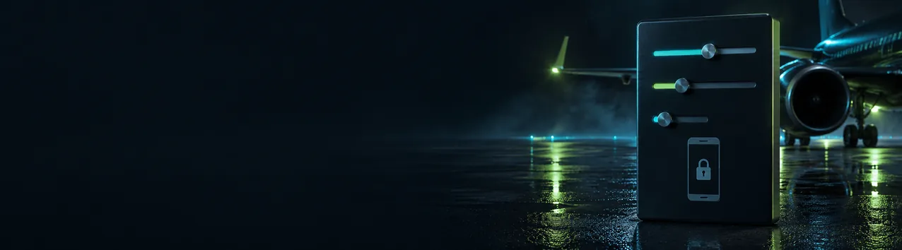 Responsible gaming controls panel on night tarmac